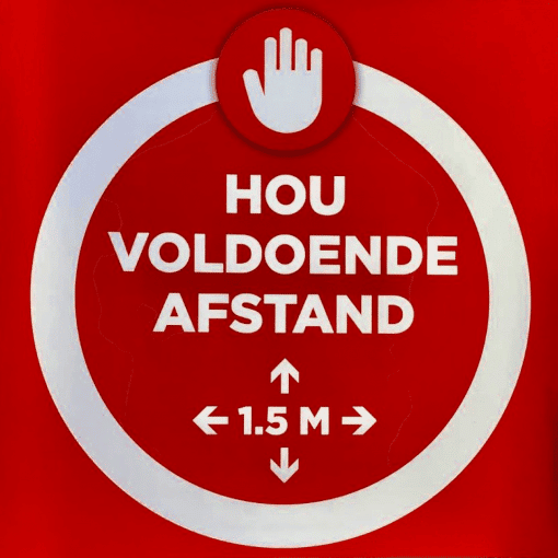 Vloersticker "houd voldoende afstand" vierkant