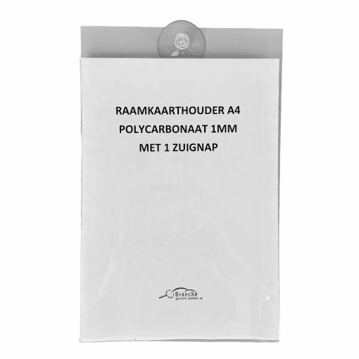 Raamkaarthouder A4 met 1 zuignap Lexan 1mm