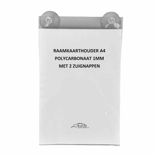 Raamkaarthouder A4 met 2 zuignappen Lexan 1mm